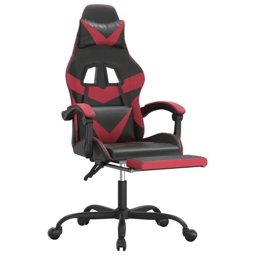 Gaming stolica s osloncem za noge umjetna koža crna i boja vina - Crna i crvena boja vina 1 Sa naslonom za noge Crna i crvena bo Cijena