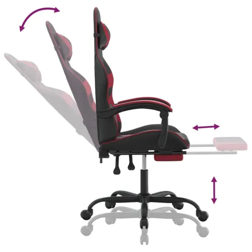 Gaming stolica s osloncem za noge umjetna koža crna i boja vina - Crna i crvena boja vina 1 Sa naslonom za noge Crna i crvena bo Cijena