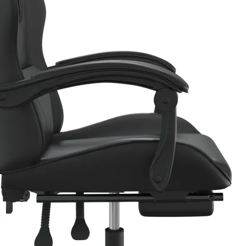 Gaming stolica od umjetne kože s osloncem za noge Crna - Crna Sa naslonom za noge Cijena