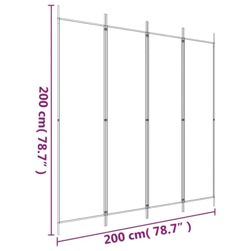 Paravan - Sobna pregrada s 4 panela bijela 200 x 200 cm od tkanine - Bijela 200 x 200 cm 1 1 Cijena