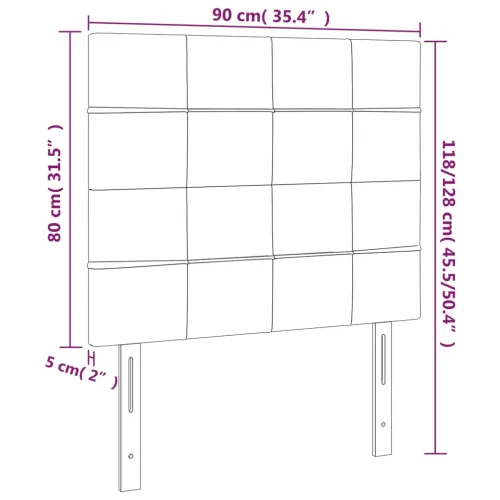 Uzglavlje svijetlosivo 90x5x118/128 cm baršunasto - Svjetlosiva 90 cm 1 Visoko Cijena