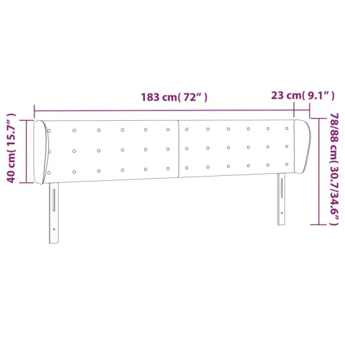 Uzglavlje s ušima crno 183x23x78/88 cm od umjetne kože - Crna 183 x 23 x 78/88 cm 1 Crna Cijena