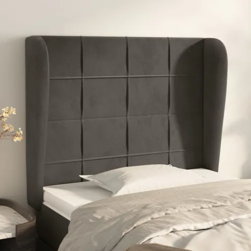 Uzglavlje s ušima tamnosivo 83 x 23 x 118/128 cm baršunasto - Tamno siva 83 x 23 x 118/128 cm 1 Tamno siva Cijena