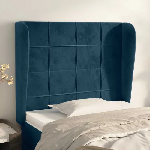 Uzglavlje s ušima tamnoplavo 93x23x118/128 cm baršunasto - Tamno plava 93 x 23 x 118/128 cm 1 Tamno plava Cijena