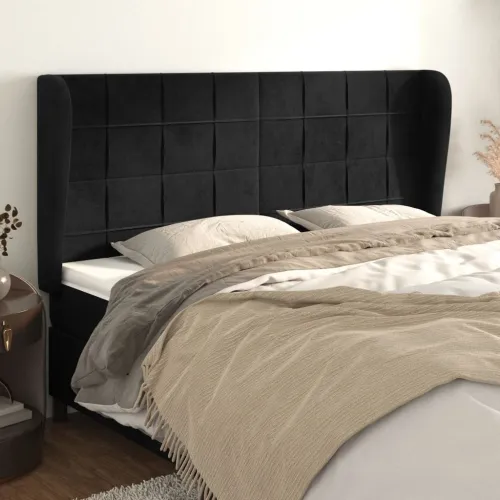 Uzglavlje s ušima crno 183x23x118/128 cm baršunasto - Crna 183 x 23 x 118/128 cm Cijena