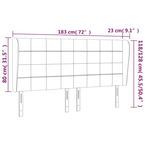 Uzglavlje s ušima crno 183x23x118/128 cm baršunasto - Crna 183 x 23 x 118/128 cm Cijena