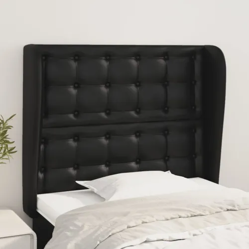 Uzglavlje s ušima crno 83 x 23 x 118/128 cm od umjetne kože - Crna 83 x 23 x 118/128 cm 1 Crna Cijena