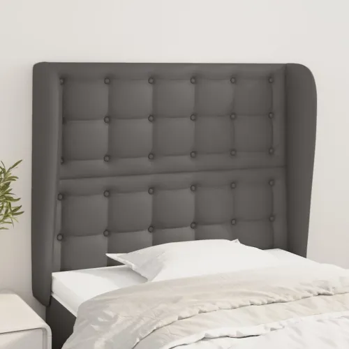 Uzglavlje s ušima sivo 83 x 23 x 118/128 cm od umjetne kože - Siva 83 x 23 x 118/128 cm 1 Siva Cijena