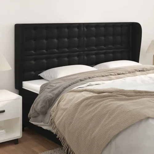Uzglavlje s ušima crno 183x23x118/128 cm od umjetne kože - Crna 183 x 23 x 118/128 cm 1 Crna Cijena