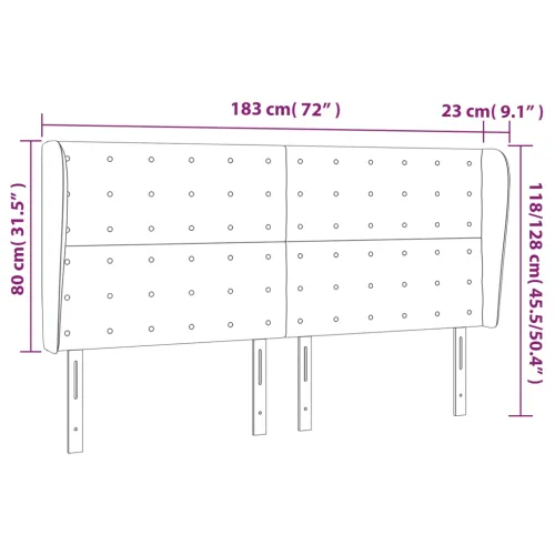 Uzglavlje s ušima crno 183x23x118/128 cm od umjetne kože - Crna 183 x 23 x 118/128 cm 1 Crna Cijena