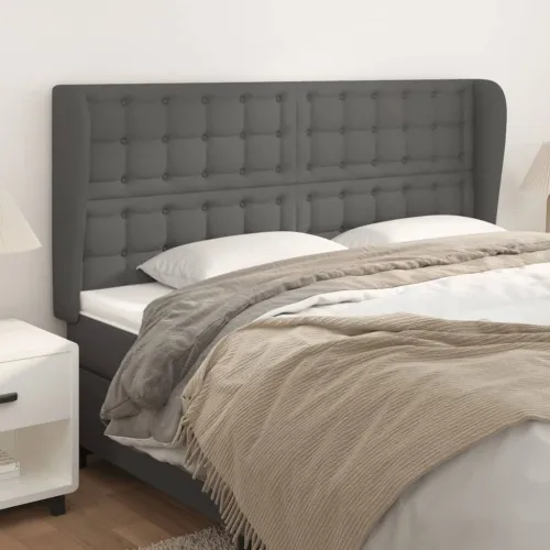 Uzglavlje s ušima sivo 183x23x118/128 cm od umjetne kože - Siva 183 x 23 x 118/128 cm 1 Siva Cijena