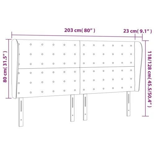 Uzglavlje s ušima crno 203x23x118/128 cm od umjetne kože - Crna 203 x 23 x 118/128 cm 1 Crna Cijena