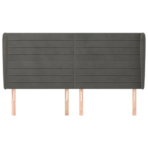 Uzglavlje s ušima tamnosivo 203x23x118/128 cm baršunasto - Tamno siva 203 x 23 x 118/128 cm 1 Tamno siva Cijena