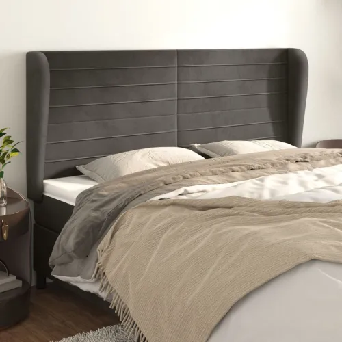 Uzglavlje s ušima tamnosivo 203x23x118/128 cm baršunasto - Tamno siva 203 x 23 x 118/128 cm 1 Tamno siva Cijena