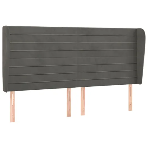 Uzglavlje s ušima tamnosivo 203x23x118/128 cm baršunasto - Tamno siva 203 x 23 x 118/128 cm 1 Tamno siva Cijena