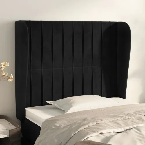 Uzglavlje s ušima crno 93x23x118/128 cm baršunasto - Crna 93 x 23 x 118/128 cm 1 Crna Cijena