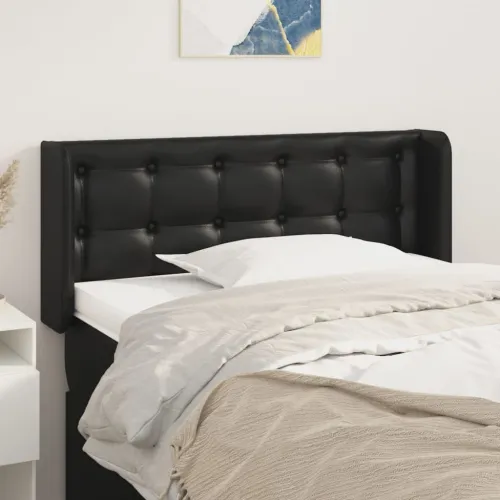 Uzglavlje s ušima crno 93x16x78/88 cm od umjetne kože - Crna 93 x 16 x 78/88 cm 1 Crna Cijena