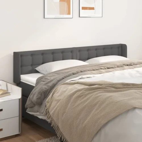 Uzglavlje s ušima sivo 163x16x78/88 cm od umjetne kože - Siva 163 x 16 x 78/88 cm 1 Siva Cijena