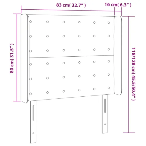 Uzglavlje s ušima crno 83x16x118/128 cm od umjetne kože - Crna 83 x 16 x 118/128 cm 1 Crna Cijena