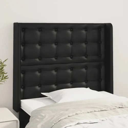 Uzglavlje s ušima crno 83x16x118/128 cm od umjetne kože - Crna 83 x 16 x 118/128 cm 1 Crna Cijena