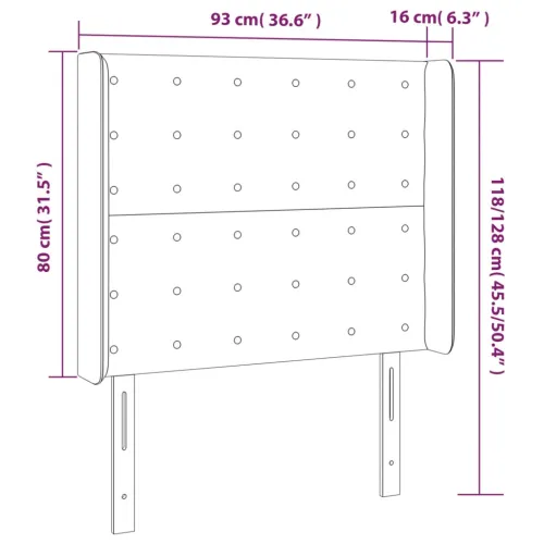 Uzglavlje s ušima crno 93x16x118/128 cm od umjetne kože - Crna 93 x 16 x 118/128 cm 1 Crna Cijena