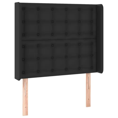 Uzglavlje s ušima crno 93x16x118/128 cm od umjetne kože - Crna 93 x 16 x 118/128 cm 1 Crna Cijena