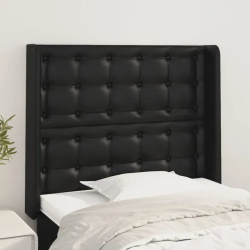 Uzglavlje s ušima crno 93x16x118/128 cm od umjetne kože - Crna 93 x 16 x 118/128 cm 1 Crna Cijena
