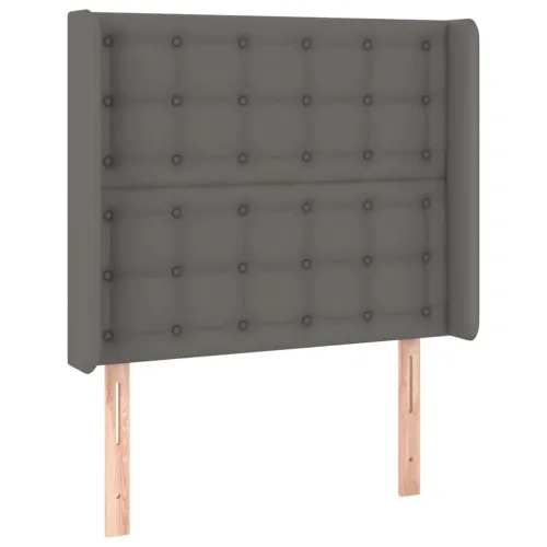 Uzglavlje s ušima sivo 93x16x118/128 cm od umjetne kože - Siva 93 x 16 x 118/128 cm 1 Siva Cijena