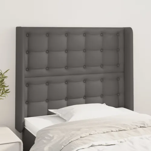 Uzglavlje s ušima sivo 93x16x118/128 cm od umjetne kože - Siva 93 x 16 x 118/128 cm 1 Siva Cijena