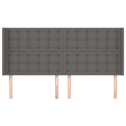 Uzglavlje s ušima sivo 163x16x118/128 cm od umjetne kože - Siva 163 x 16 x 118/128 cm 1 Siva Cijena