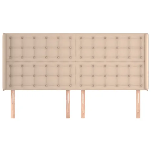 Uzglavlje s ušima boja cappuccina 183x16x118/128cm umjetna koža - Boja cappuccina 183 x 16 x 118/128 cm Cijena