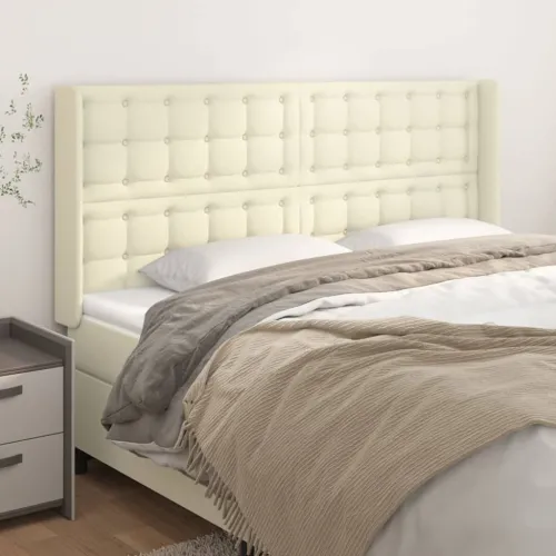 Uzglavlje s ušima krem 203x16x118/128 cm od umjetne kože - Krema 203 x 16 x 118/128 cm 1 Krema Cijena