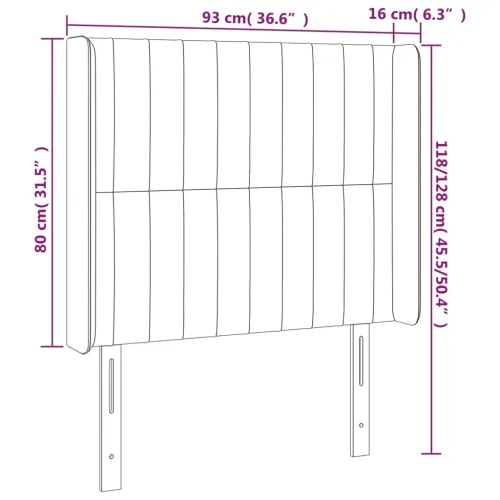 Uzglavlje s ušima ružičasto 93x16x118/128 cm baršunasto - Ružičasta 93 x 16 x 118/128 cm 1 Ružičasta Cijena