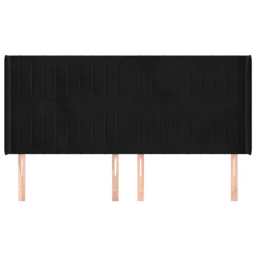 Uzglavlje s ušima crno 183x16x118/128 cm baršunasto - Crna 183 x 16 x 118/128 cm 1 Crna Cijena