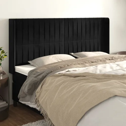 Uzglavlje s ušima crno 183x16x118/128 cm baršunasto - Crna 183 x 16 x 118/128 cm 1 Crna Cijena