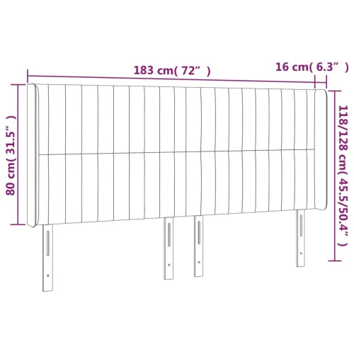 Uzglavlje s ušima crno 183x16x118/128 cm baršunasto - Crna 183 x 16 x 118/128 cm 1 Crna Cijena