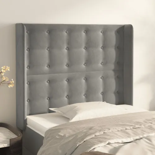 Uzglavlje s ušima svjetlosivo 83x16x118/128 cm baršunasto - Svjetlosiva 83 x 16 x 118/128 cm 1 Svjetlosiva Cijena