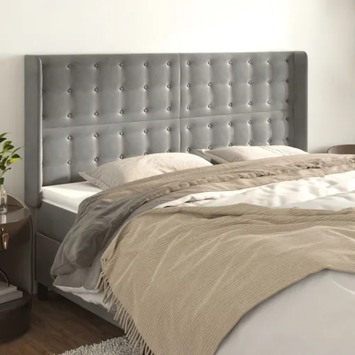 Uzglavlje s ušima svjetlosivo 163x16x118/128 cm baršunasto - Svjetlosiva 163 x 16 x 118/128 cm 1 Svjetlosiva Cijena