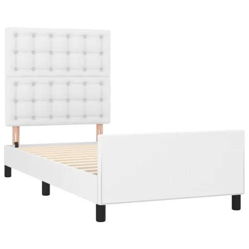 Okvir za krevet s uzglavljem bijeli 90x190 cm od umjetne kože - Bijela 90 x 190 cm gumbi Bijela Cijena