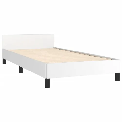 Okvir za krevet s uzglavljem bijeli 90x190 cm od umjetne kože - Bijela 90 x 190 cm gumbi Bijela Cijena