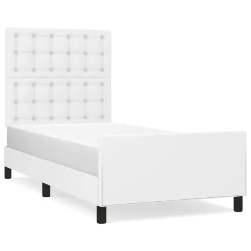 Okvir za krevet s uzglavljem bijeli 90x190 cm od umjetne kože - Bijela 90 x 190 cm gumbi Bijela Cijena