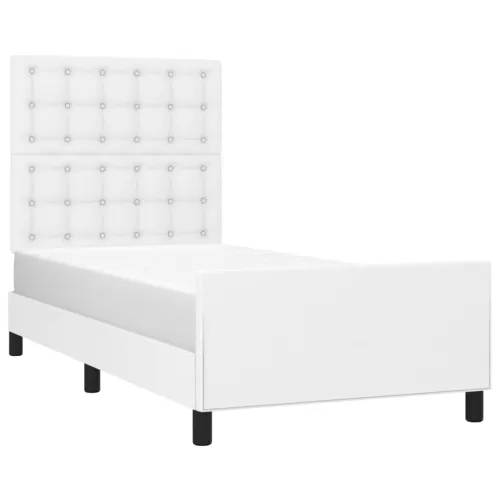 Okvir za krevet s uzglavljem bijeli 90x190 cm od umjetne kože - Bijela 90 x 190 cm gumbi Bijela Cijena