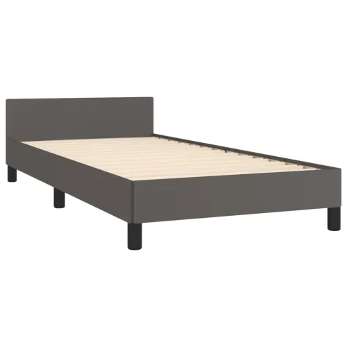 Okvir za krevet s uzglavljem sivi 90x190 cm od umjetne kože - Siva 90 x 190 cm gumbi Siva Cijena