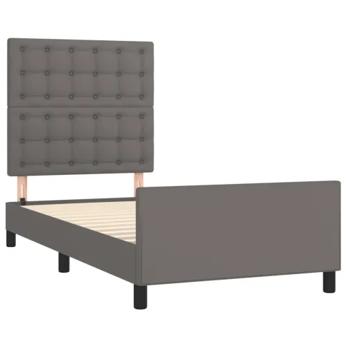 Okvir za krevet s uzglavljem sivi 90x190 cm od umjetne kože - Siva 90 x 190 cm gumbi Siva Cijena