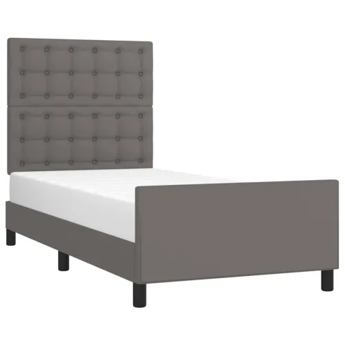 Okvir za krevet s uzglavljem sivi 90x190 cm od umjetne kože - Siva 90 x 190 cm gumbi Siva Cijena