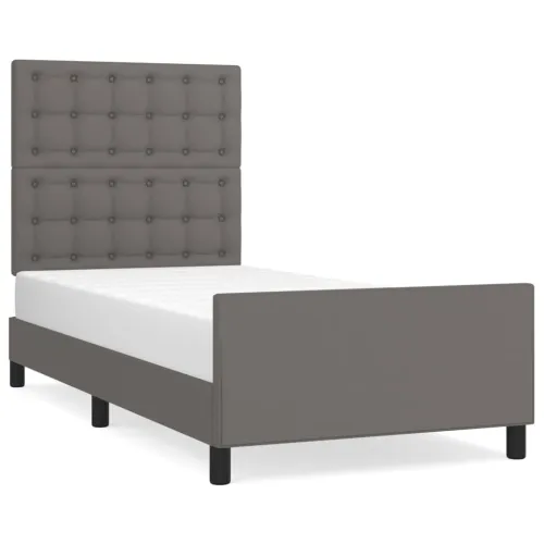 Okvir za krevet s uzglavljem sivi 90x190 cm od umjetne kože - Siva 90 x 190 cm gumbi Siva Cijena