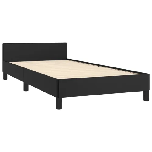 Okvir za krevet s uzglavljem crni 90x200 cm od umjetne kože - Crna 90 x 200 cm gumbi Crna Cijena