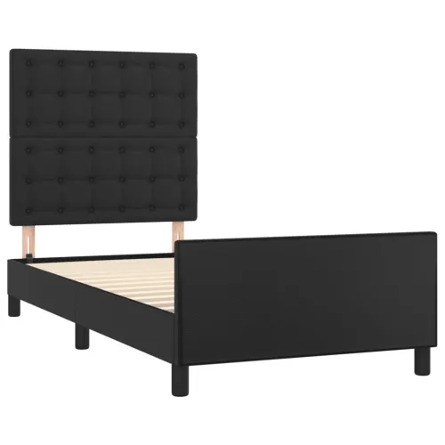 Okvir za krevet s uzglavljem crni 90x200 cm od umjetne kože - Crna 90 x 200 cm gumbi Crna Cijena