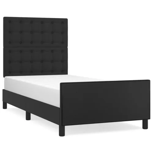 Okvir za krevet s uzglavljem crni 90x200 cm od umjetne kože - Crna 90 x 200 cm gumbi Crna Cijena