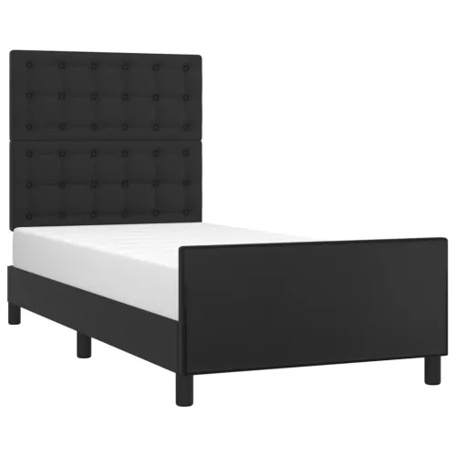 Okvir za krevet s uzglavljem crni 100x200 cm od umjetne kože - Crna 100 x 200 cm gumbi Crna Cijena
